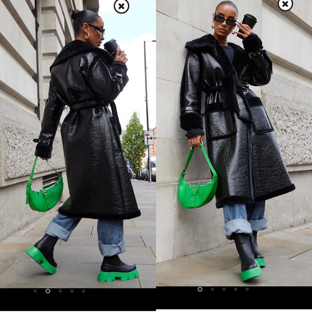 NEW Faux Fur & Vinyl Coat